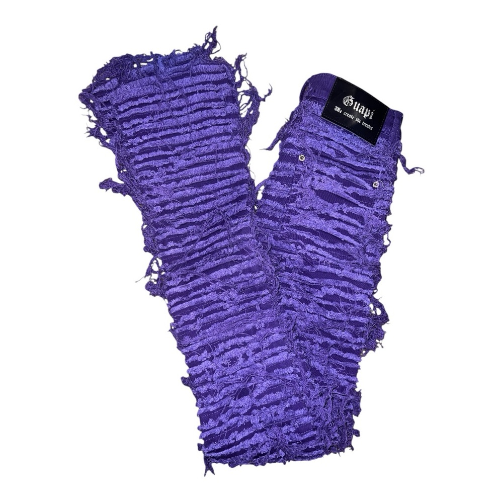 Guapi Jeans Mens 28 Purple Distressed Shredded Flare Pants
Brand New with Tags